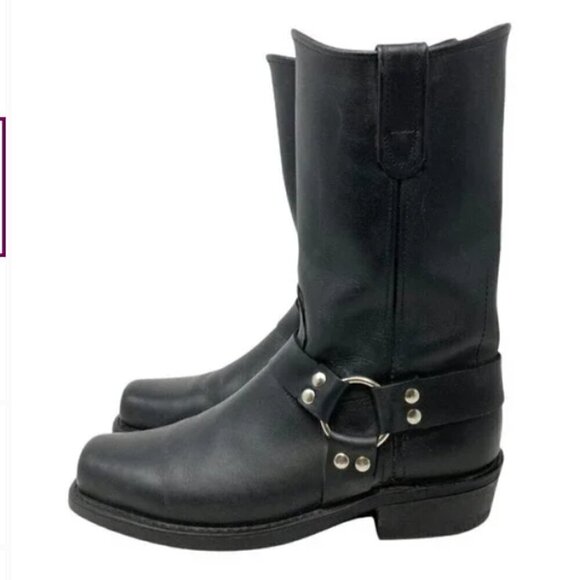 Santa Fe Boot Co. Black Leather Harness Boots Size 9.5 - Picture 2 of 8